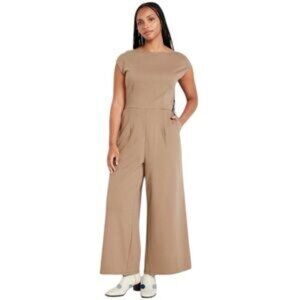 Old Navy Ponte Knit Jumpsuit Sedimentary Ballet Neck Flare Leg size 2X *flaw*